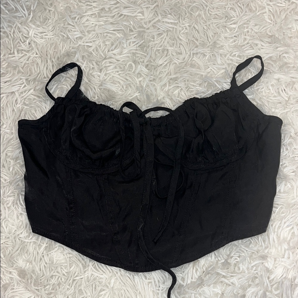 Black Bustier Camisole with Tie Front